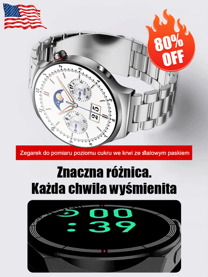 Vércukorszint mérésére szolgáló óra acélszíjjal