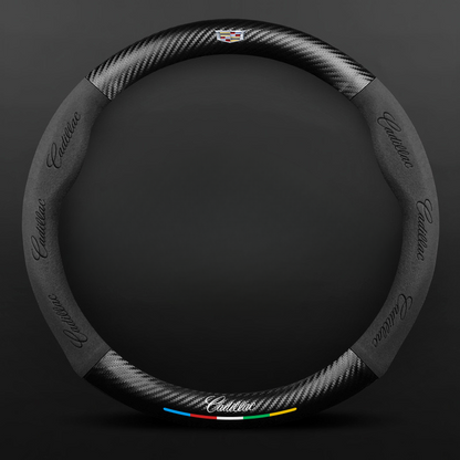 TrackVibe | Fekete karbon velúr kormánykerék borítás – Csúszásgátló és kopásálló