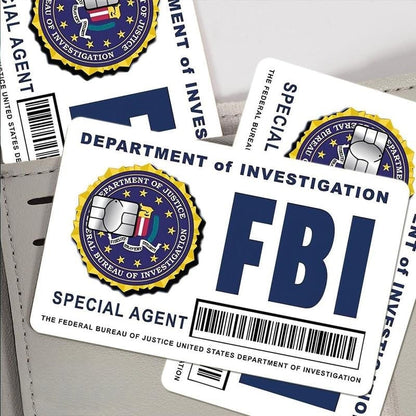 🔥Secret Agent kártyabőr-készlet: FBI/ICE minták • Cosplay és ajándék matricák