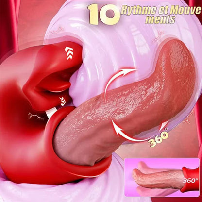 Arabella - 3 az 1-ben vibráló dildó G-pont, csikló és nyelv stimulációval, vízálló.