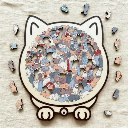 🎅🎄Fából készült macska alakú kirakó, 135 darabos, Morandi színekben🐱🎁
