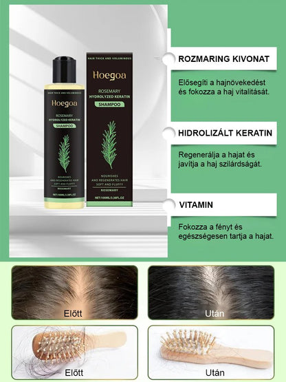 Minél kevesebb a haj, annál jobb a hatás: gyógynövényes esszenciával tápláló és helyreállító sampon.