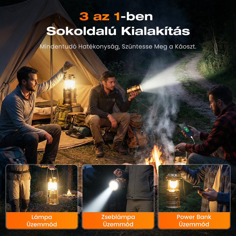 ⛺️Napenergiával működő, behúzható kempinglámpa