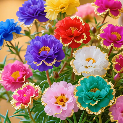 Aranycsipke portulaka🌸✨ Gyönyörű, dupla virágok a könnyed nyári színekért