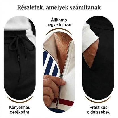 🔥 Férfi Grafikus Mintás Pulóver és Nadrág Szett – utcai stílus, kényelmes fazon és alkalmi megjelenés 👖