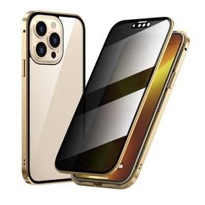Mágneses iPhone tok tükröződésmentes üveggel és fémmel