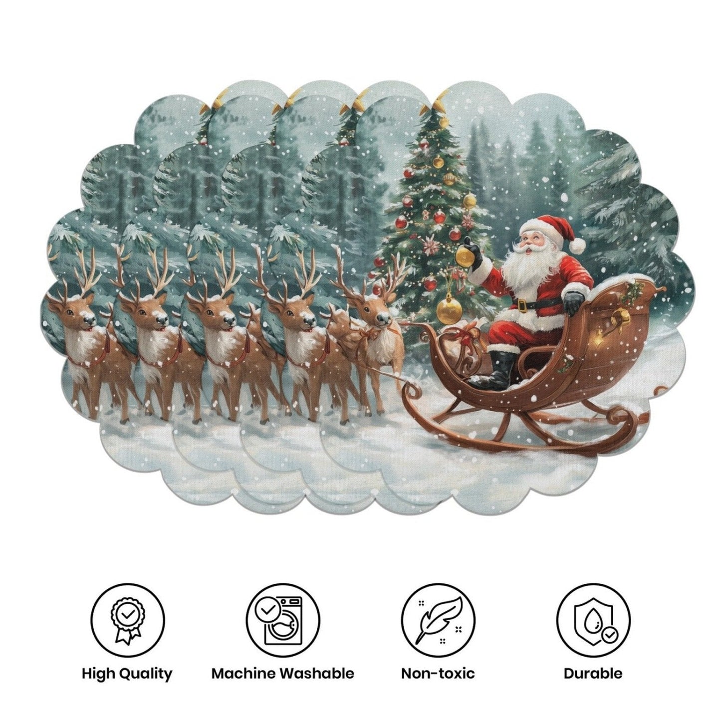 10 szt. Zimowe podkładki w kształcie poinsecji i szyszek sosnowych, podkładki na stół z antypoślizgowej tkaniny