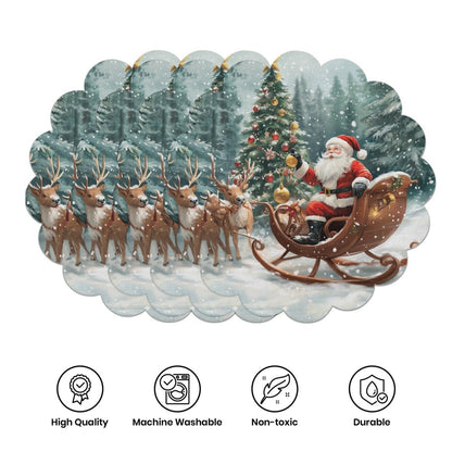 10 szt. Zimowe podkładki w kształcie poinsecji i szyszek sosnowych, podkładki na stół z antypoślizgowej tkaniny