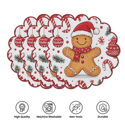 10 szt. Zimowe podkładki w kształcie poinsecji i szyszek sosnowych, podkładki na stół z antypoślizgowej tkaniny