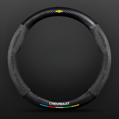 TrackVibe | Fekete karbon velúr kormánykerék borítás – Csúszásgátló és kopásálló