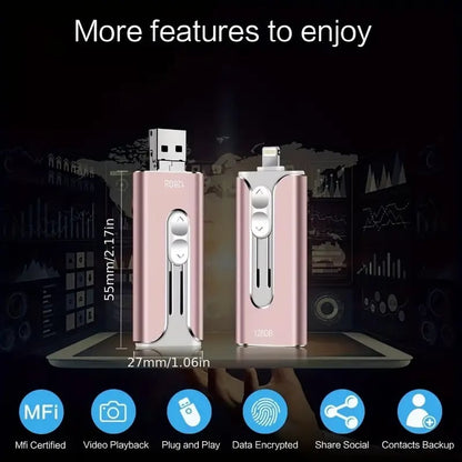 32~256GB Micro USB + 8 tűs + USB 3.0 4 az 1-ben mobiltelefon/számítógép U-lemez