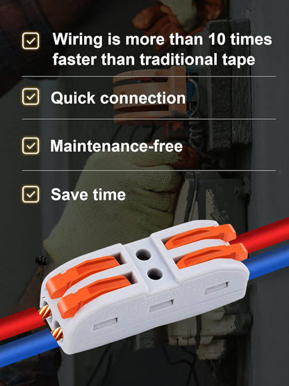 Gyorscsatlakozó, kábelcsatlakozó, univerzális kemény és puha kábelekhez, otthoni és munkahelyi használatra alkalmas, két szín közül választhat