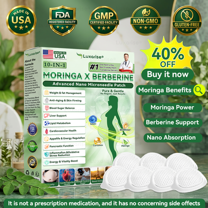 Hivatalos áruház | Luxarise® Moringa és Berberin 10 az 1-ben fejlett nanomikrotűs tapasz 📦 (naponta egyszer, 7 nap után látható változások) Ízületi problémák Elhízás, cukorbetegség, alvási apnoe és