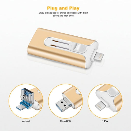 32~256GB Micro USB + 8 tűs + USB 3.0 4 az 1-ben mobiltelefon/számítógép U-lemez