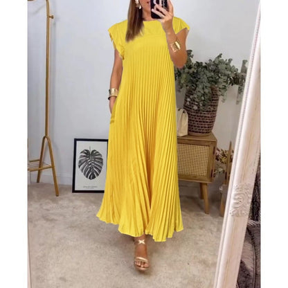 💕Női pliszírozott ruha egyszínűben👗-TAB