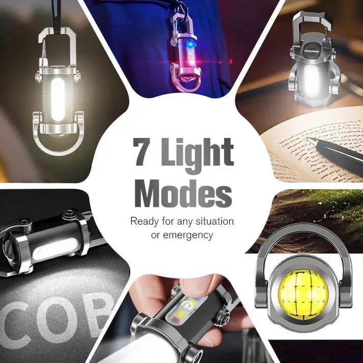 【✨1+1 Ingyenes】Hordozható, újratölthető, fényes kulcstartó zseblámpa