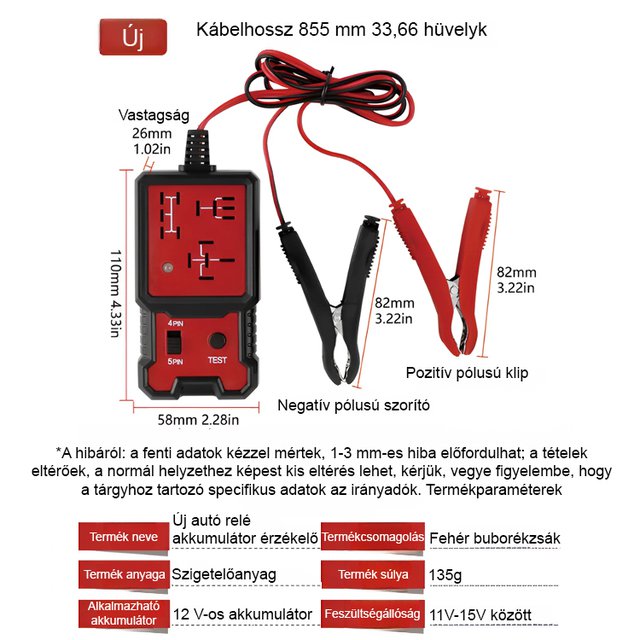 Autó akkumulátor tesztelő készülék