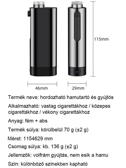 Egy kattintással gyújtott hordozható dohánygyújtó