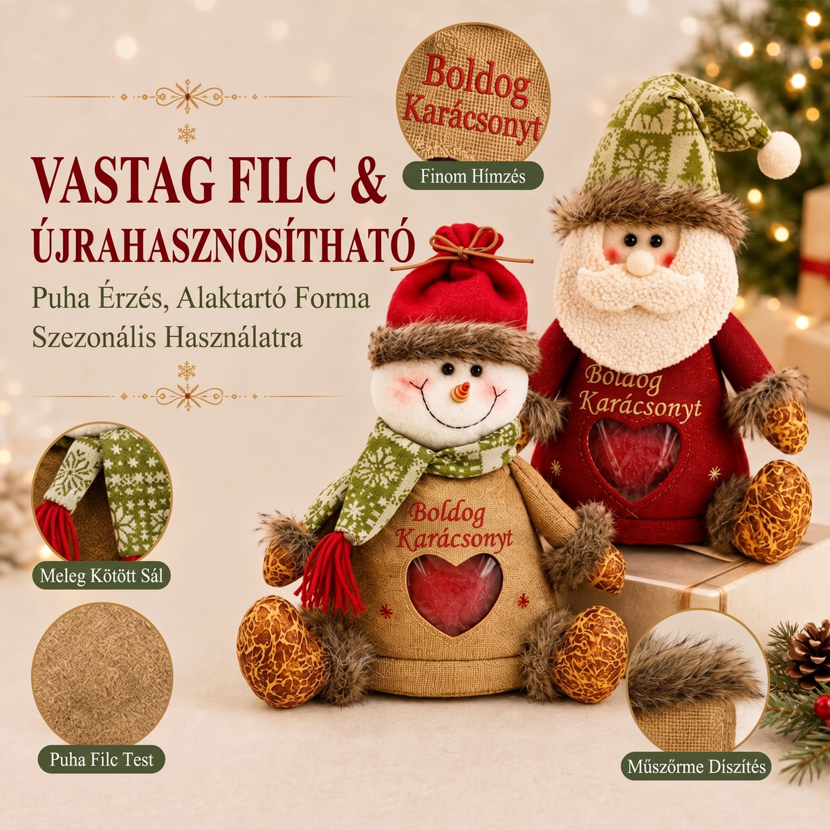 🎄🎁 49% OFF utolsó nap! Cipzáros karácsonyi ajándéktasak – Ünnepi csomagolás 🎅✨