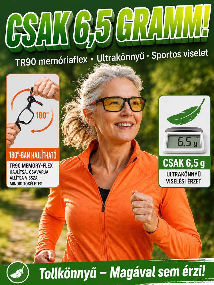 【Nappal és éjjel is használható】Szuperkönnyű sportos éjszakai olvasószemüveg