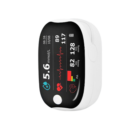 【🎁Ünnepi különlegesség🎄】GlucoSense ujjbegyes pulzoximeter csipesszel - angol verzió (négyszínű LED)