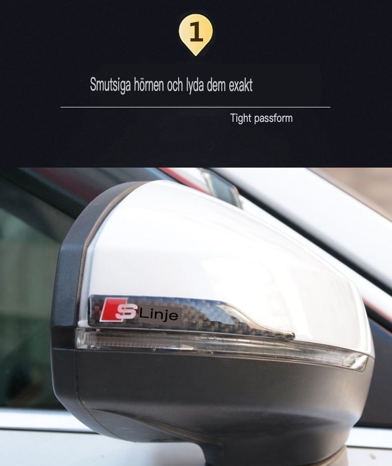 Szénszálas tükörmatrica ütésvédelemmel és logóval