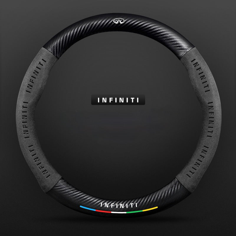 TrackVibe | Fekete karbon velúr kormánykerék borítás – Csúszásgátló és kopásálló