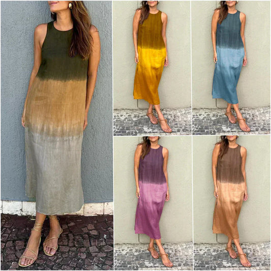 🌸Hosszú ujjú pamut és len ruha nyakkendős szabással