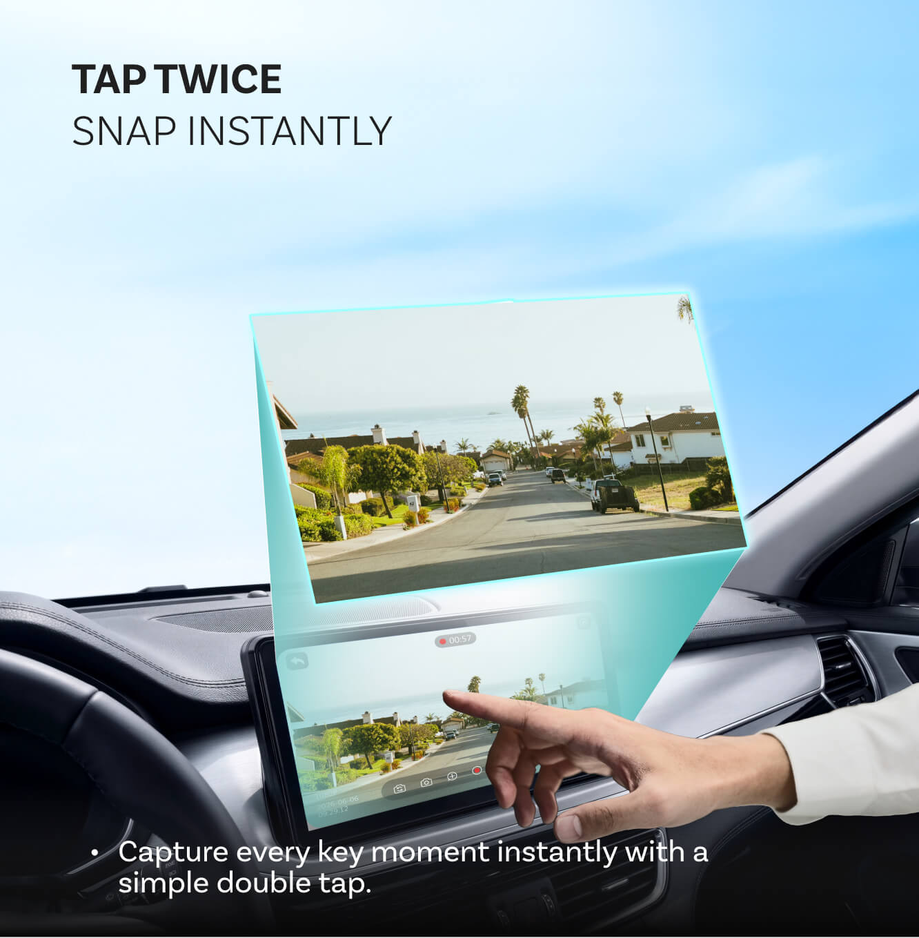 OttoSafe Cam 3 az 1-ben dupla autós kamera és vezeték nélküli CarPlay adapter
