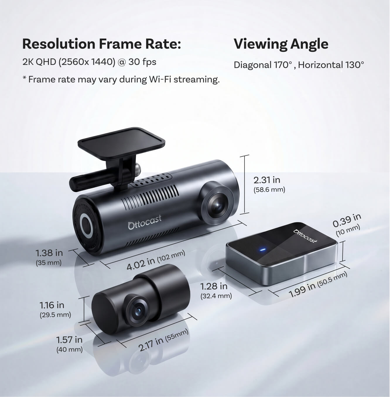 OttoSafe Cam 3 az 1-ben dupla autós kamera és vezeték nélküli CarPlay adapter