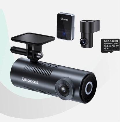 OttoSafe Cam 3 az 1-ben dupla autós kamera és vezeték nélküli CarPlay adapter