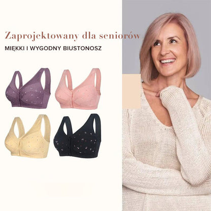 Pamut melltartó idősek számára, elülső rögzítéssel