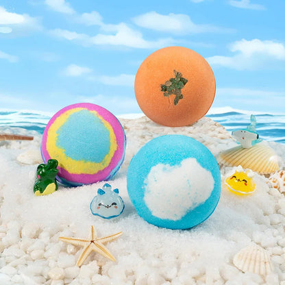 🔥🛁 Természetes fürdőbombák gyerekeknek megabuborékokkal és egy meglepetéssel belül 🥚✨12 db [1 csomag]