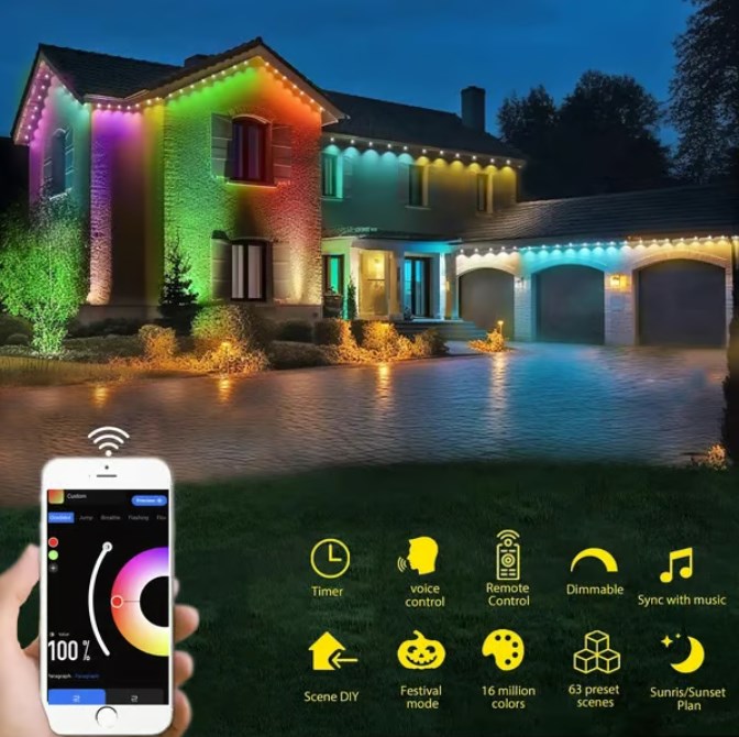 ⏰Az akció utolsó napja🌈Intelligens szivárvány LED kültéri állandó világítás