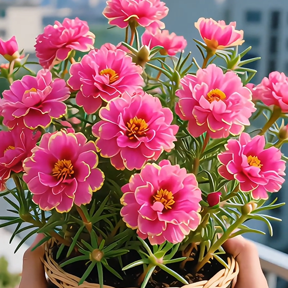 Aranycsipke portulaka🌸✨ Gyönyörű, dupla virágok a könnyed nyári színekért