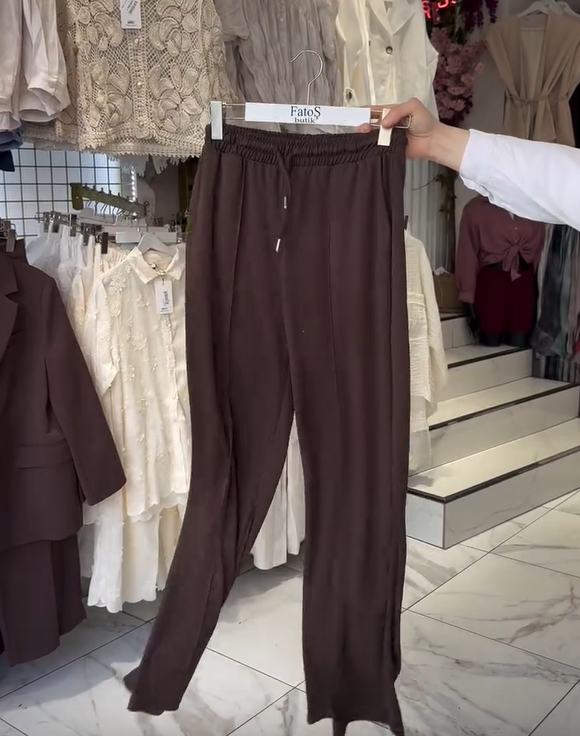 Hosszú ujjú, kerek nyakkivágású női pamut nadrág szett