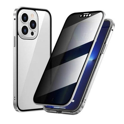 Mágneses iPhone tok tükröződésmentes üveggel és fémmel