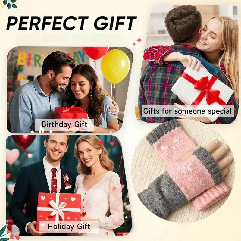 🐱 Cuki női kötött macskás kesztyű🧤🧶