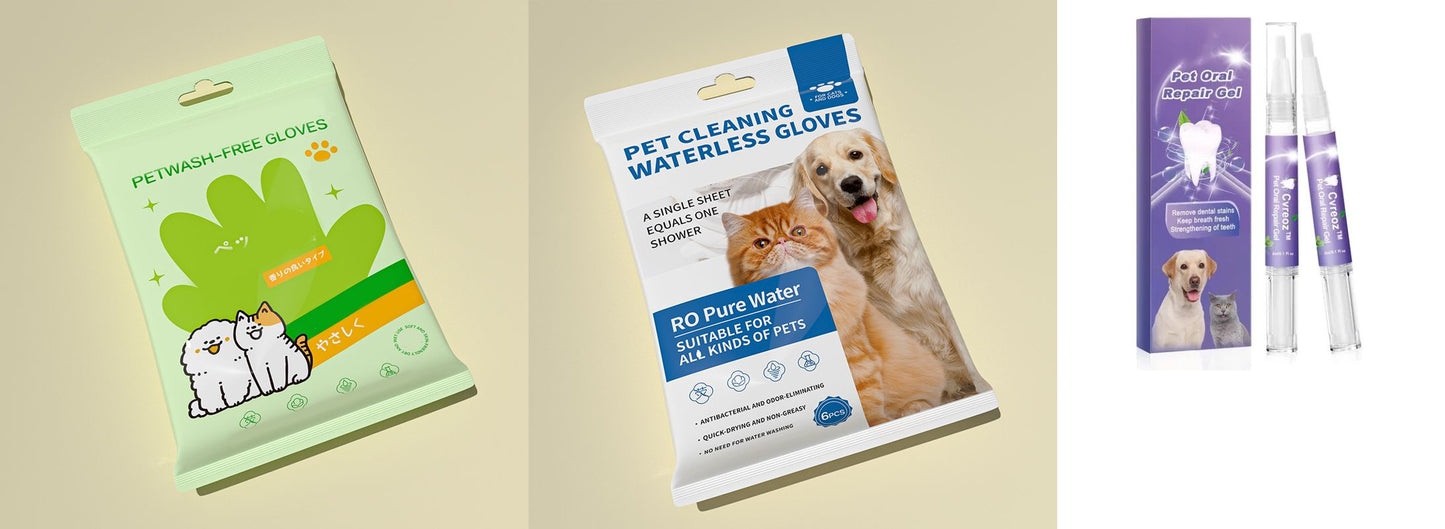 🐶Öblítésmentes kisállattisztító szagtalanító kesztyűk