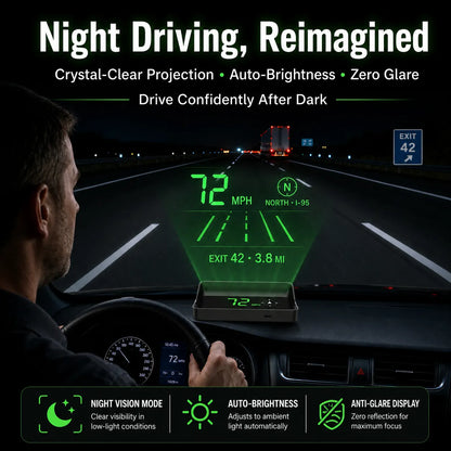 Digitális autósebességmérő head-up kijelzővel (HUD) és GPS navigációval