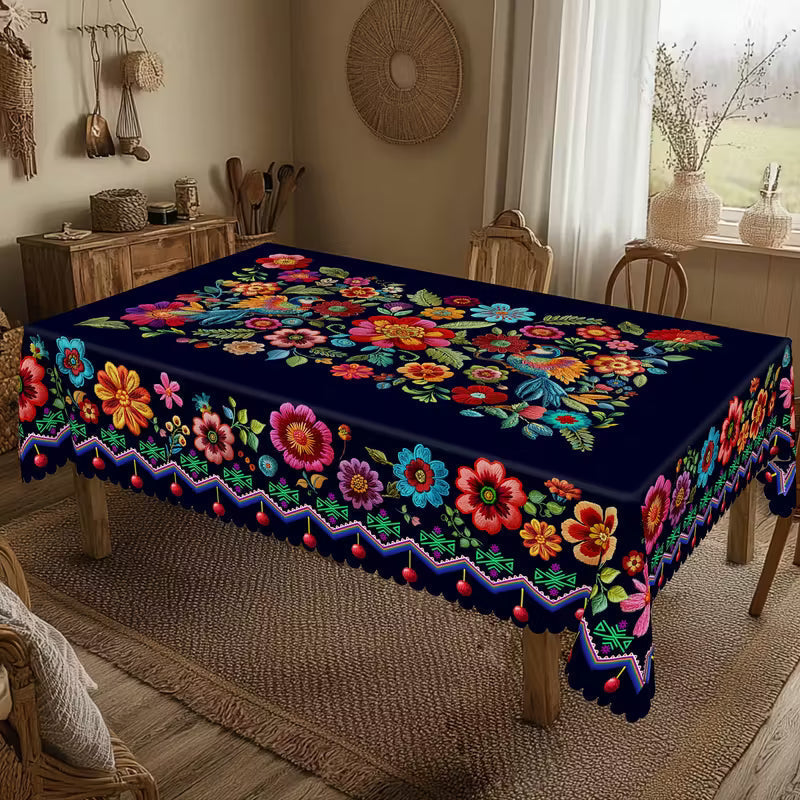 💖Luxus jacquard terítő színesben, hullámos szegéllyel