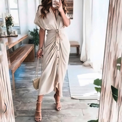 👗 Női szatén gombos ingruha-TAB
