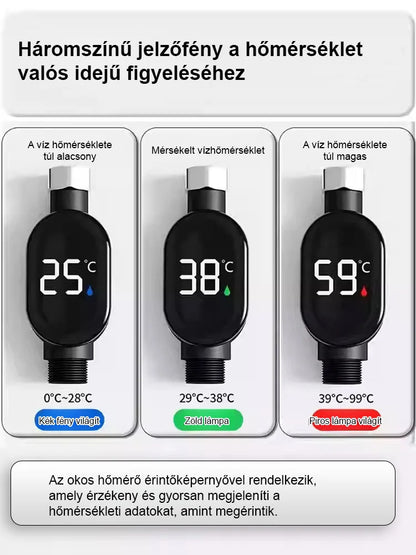 Intelligens vízálló zuhanyfej hőmérséklet-kijelzővel