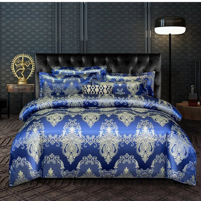 Európai luxus 4 részes szatén jacquard ágynemű garnitúra-TAB