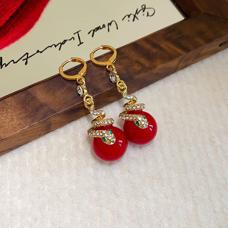 🐍Különleges újévi ajánlat🎀 Aranyozott gyöngyház kígyó fülbevaló