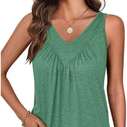 👚Női ujjatlan V-nyakú póló