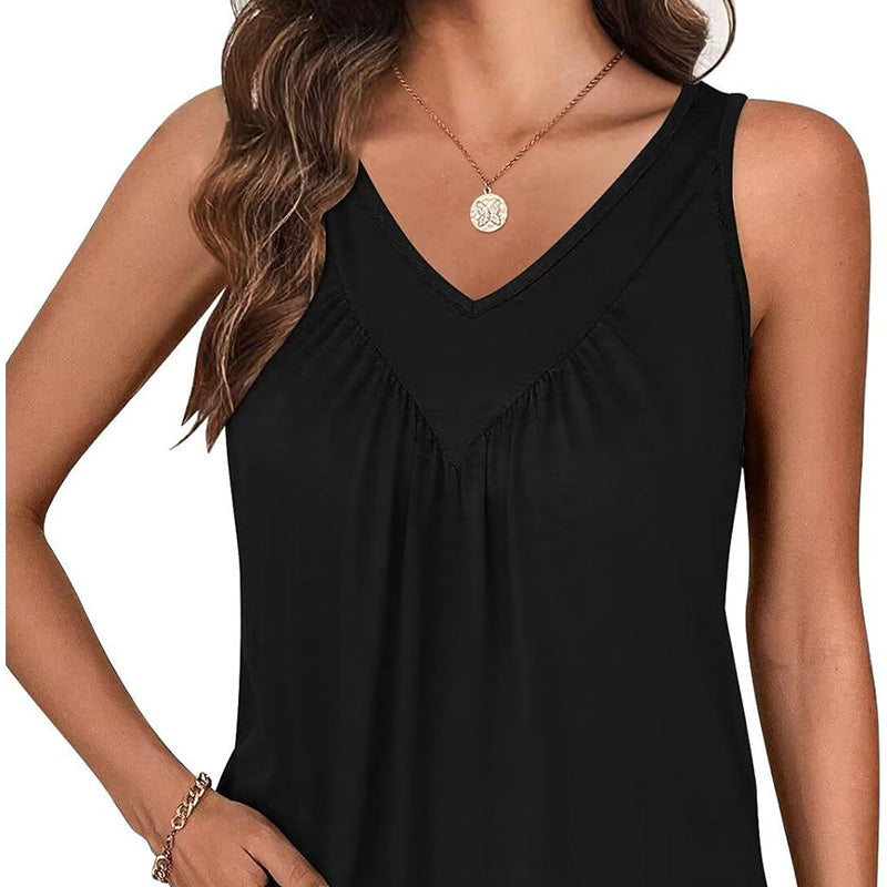 👚Női ujjatlan V-nyakú póló