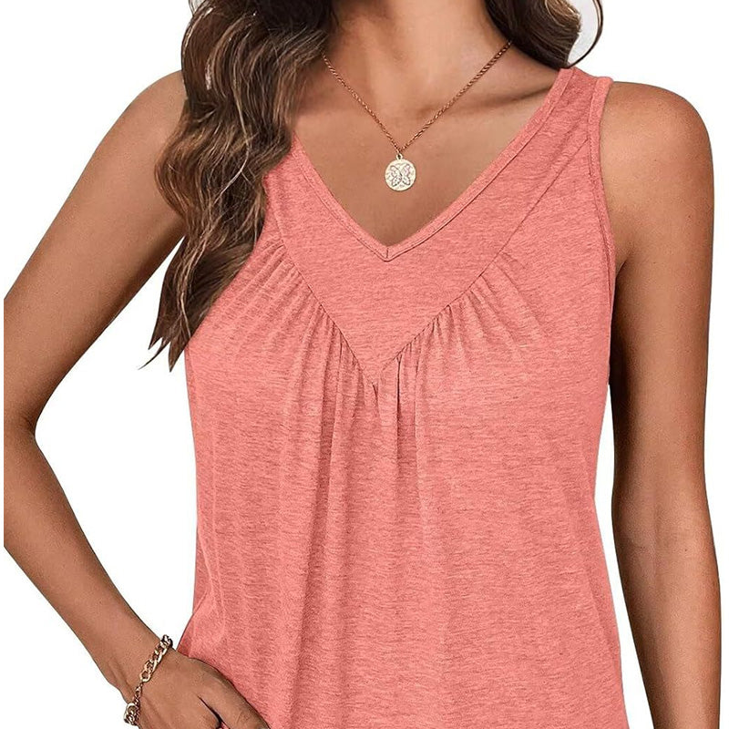 👚Női ujjatlan V-nyakú póló