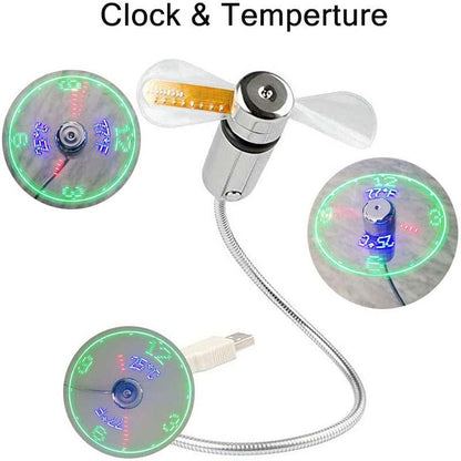 💨⏰ LED Órás USB Ventilátor Lámpával