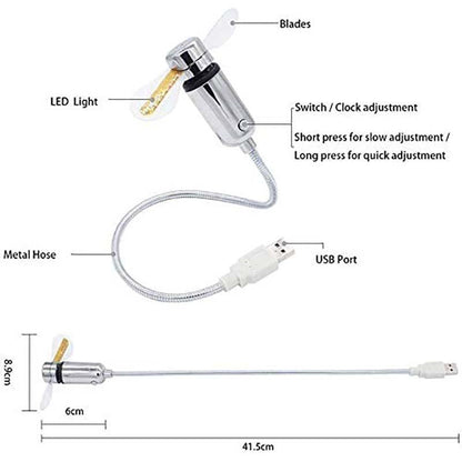 💨⏰ LED Órás USB Ventilátor Lámpával